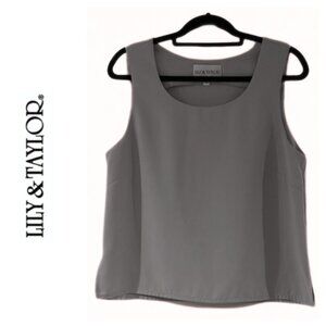 VINTAGE Lily & Taylor Sleeveless Scoop Neck Shirt in Gray, Size 10